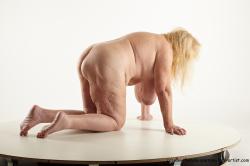 and more Nude Woman White Kneeling poses - ALL Overweight Kneeling poses - on both knees long blond Pinup